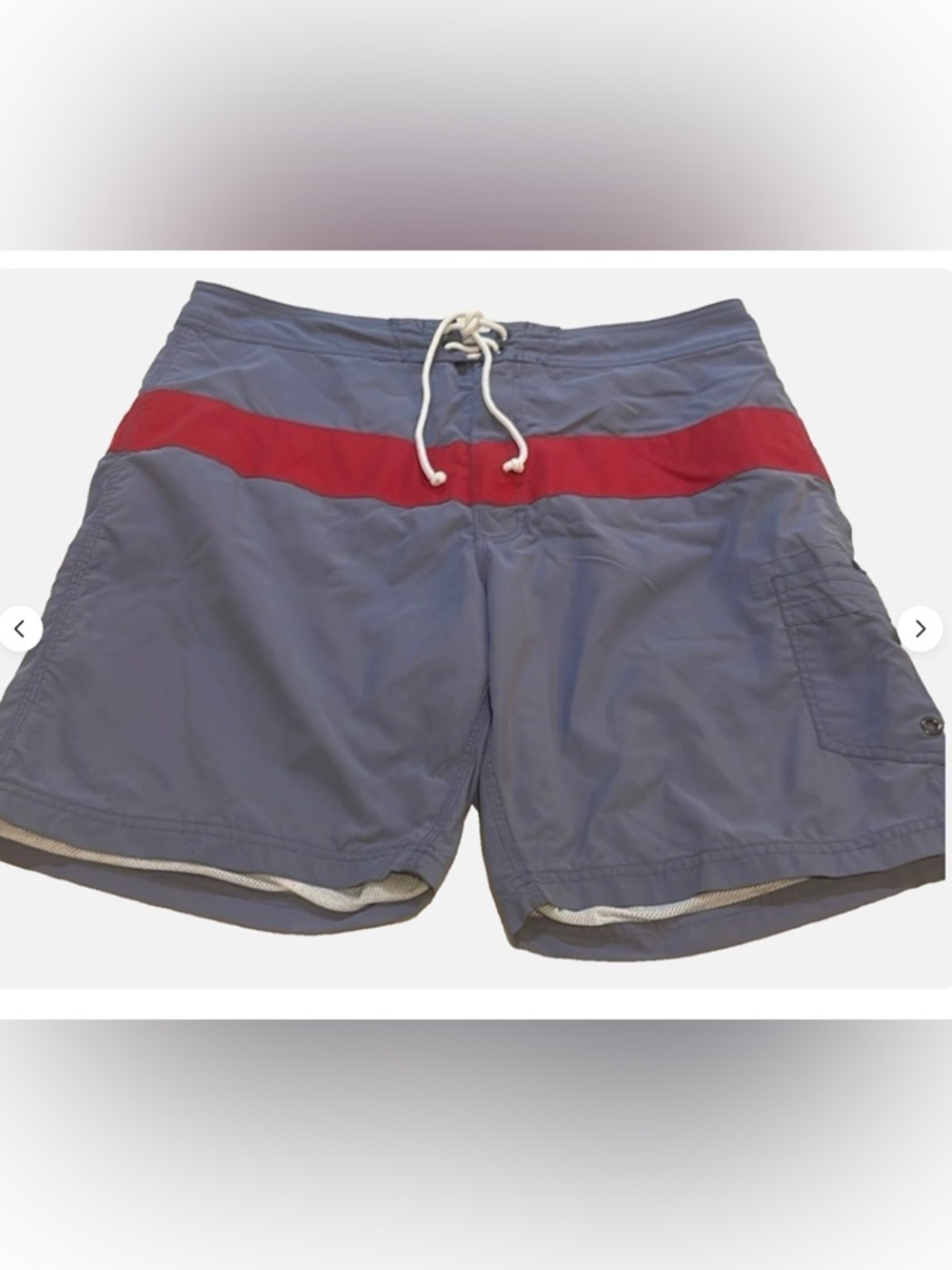 J.Crew Men’s Swim Trunks 36 Gray Red Stripe Quick Dry Board Shorts Summer
